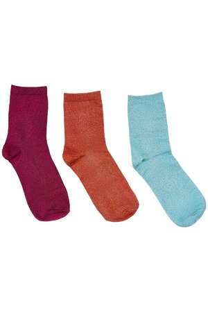 NÜmph 7119402 KINGCITY 3-PACK GLITTER Dámské ponožky 6000 MULTI COL. mix barev barev jedna velikost