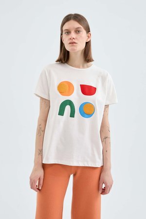 Cotton t shirt with geometric print (1)