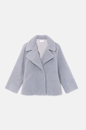 Short grey sheepskin coat (5)