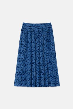 Blue polka dot pleated midi skirt (3)