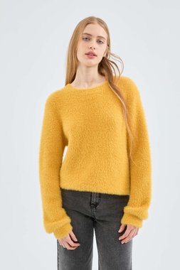 Yellow textured knit sweater (1)