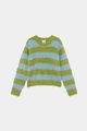 Knit sweater with texture and green striped print (4)